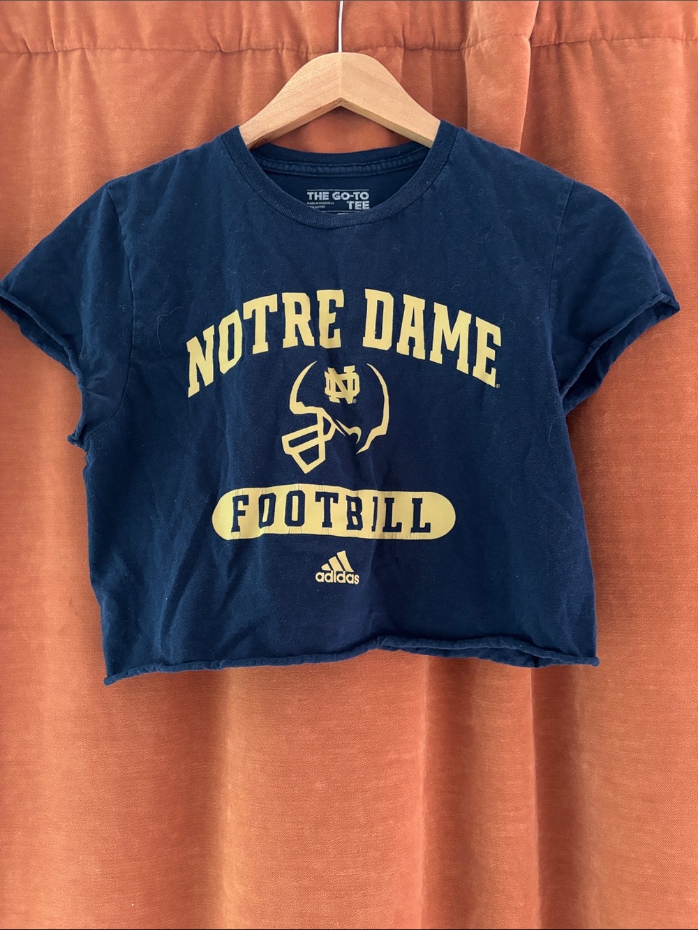 adidas Navy & Gold Notre Dame Football Crop Tee